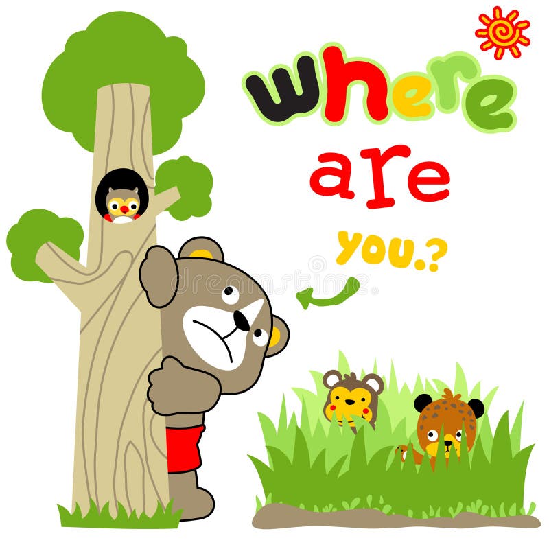 Children playing hide and seek illustration Stock Vector Image & Art - Alamy