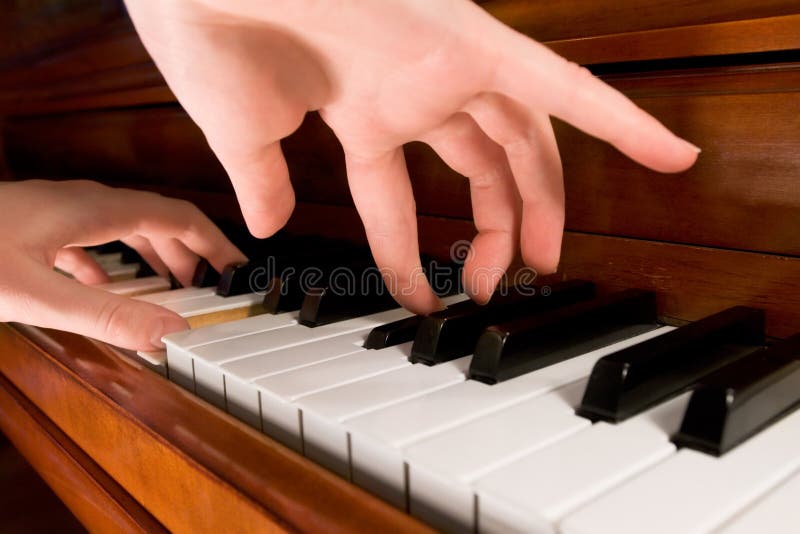 Playing the Piano, Black-and-white Stock Photo - Image of household
