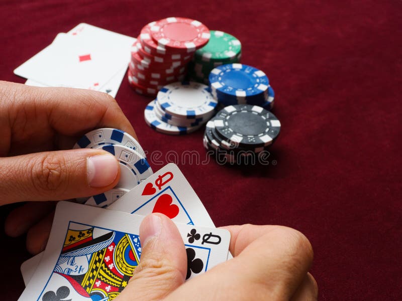 Playing poker, a combination of two queens met resistance from two aces. royalty free stock photos Playing poker, a combination of two queens met resistance from two aces. royalty free stock photos