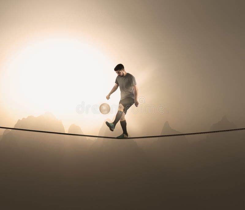 Playing soccer on a rope stock image. Image of imagination 143528231