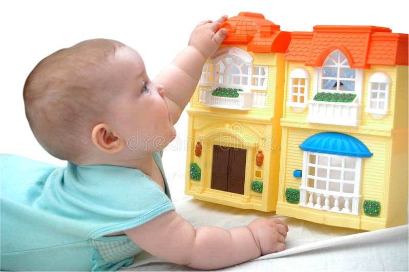 Playing with a toy house