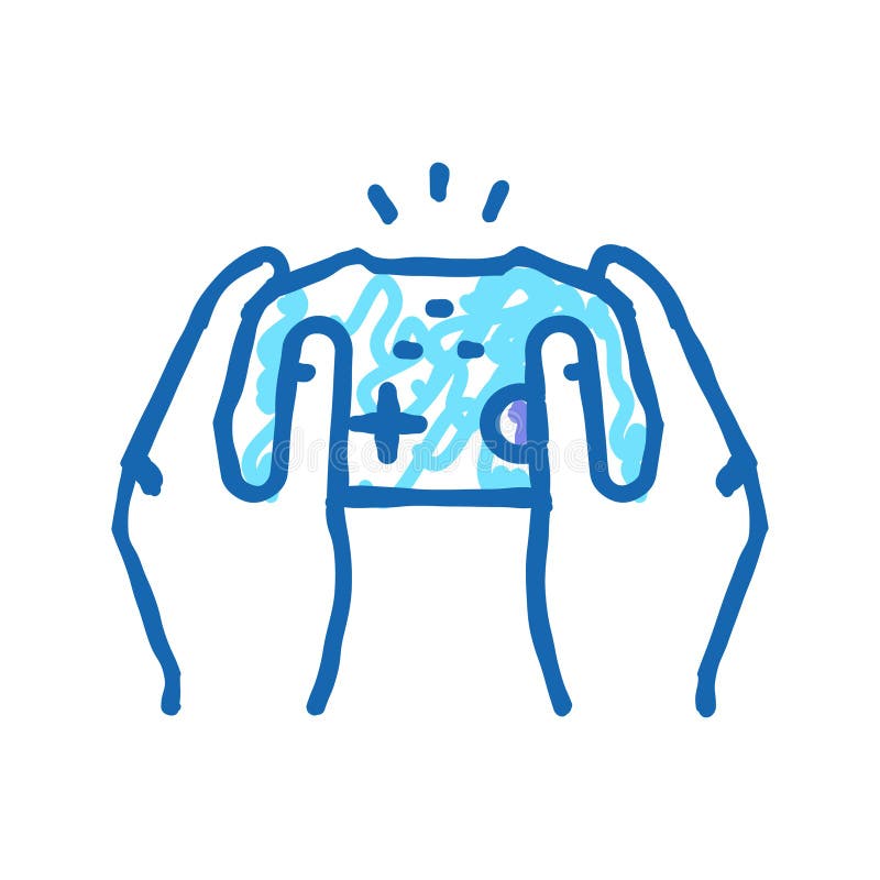 Playing video game joystick icon doodle illustration royalty free illustration