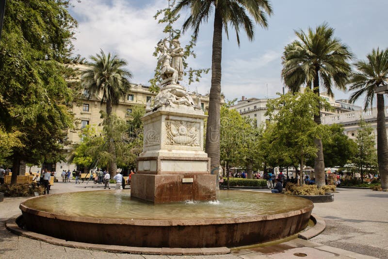 Santiago, Chile, the Fountain in the Plaza De Armas. Editorial Stock ...