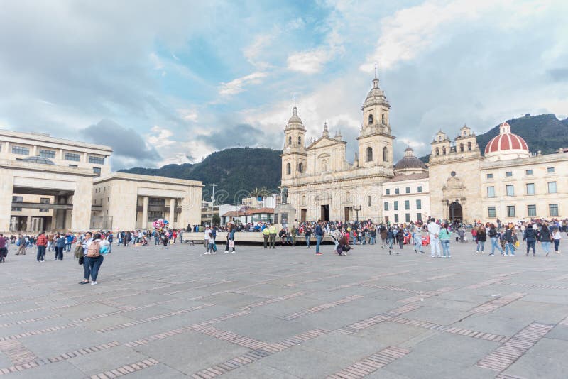 Plaza de Bolivar and Bogota Cathedral. Plaza de Bolivar and Bogota Cathedral