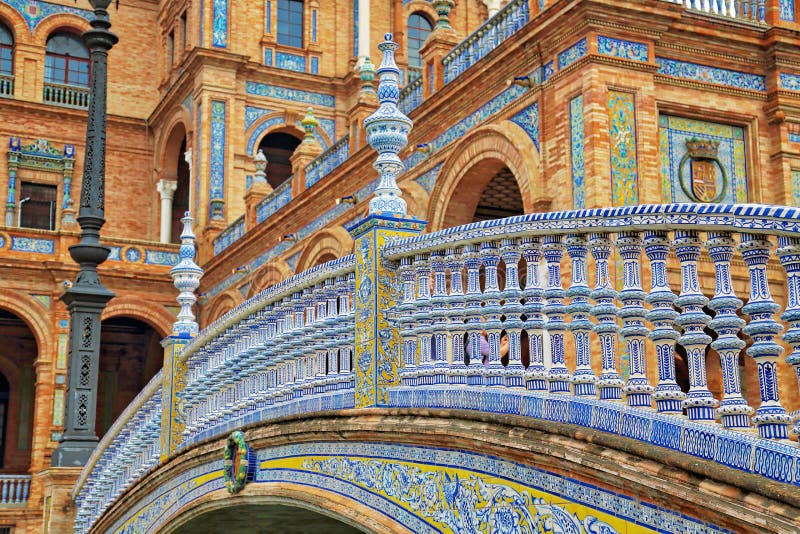 Plaza De Espana, Sevilla, detalles arquitectónicos hermosos foto de archivo Plaza De Espana, Sevilla, detalles arquitectónicos hermosos foto de archivo