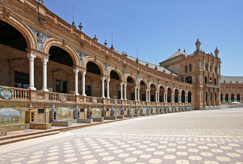 Plaza de Espana in Siviglia, Andalusia, Spagna immagine stock libera da diritti