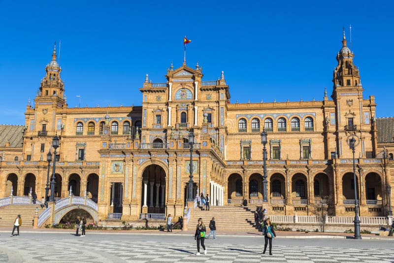 Plaza DE Espana Spanje Vierkant in Sevilla, Andalusia, Spanje royalty-vrije stock afbeelding Plaza DE Espana Spanje Vierkant in Sevilla, Andalusia, Spanje royalty-vrije stock afbeelding