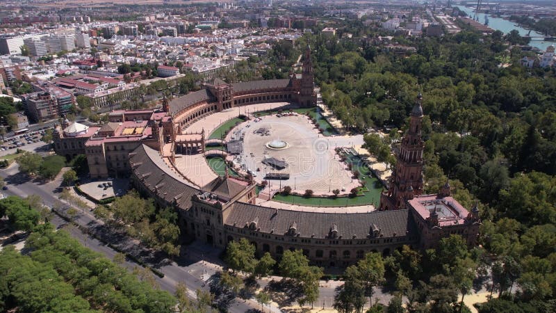 Plaza espana seville espanha. vista aérea de referência e atração turística