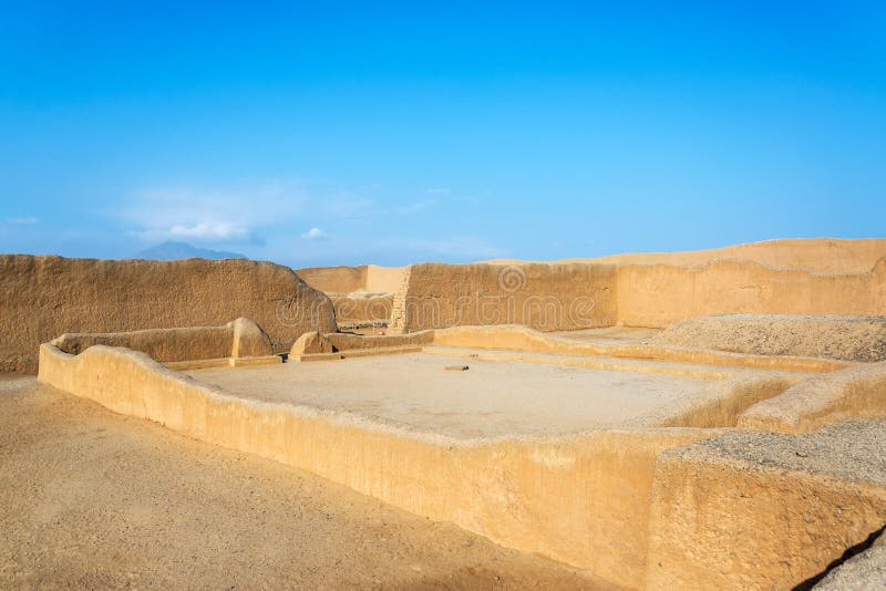 Ancient adobe ruins of a plaza in Chan Chan in Trujillo, Peru. Ancient adobe ruins of a plaza in Chan Chan in Trujillo, Peru