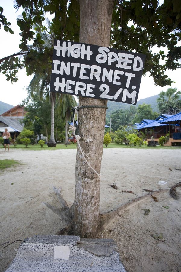 Plaża internetu szybko znak