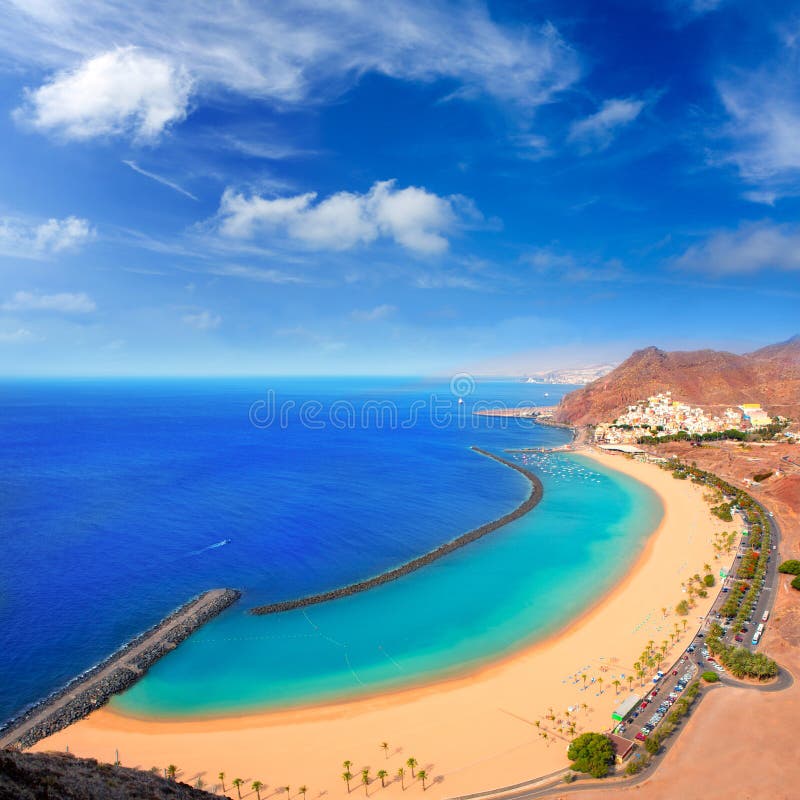 Plażowy Las Teresitas w Santa cruz de Tenerife północy obraz stock Plażowy Las Teresitas w Santa cruz de Tenerife północy obraz stock