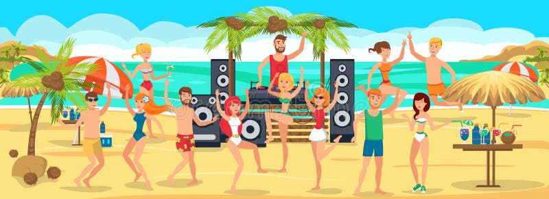 plażowy przyjęcie Młodość napoje na plaży i tanowie royalty ilustracja plażowy przyjęcie Młodość napoje na plaży i tanowie royalty ilustracja