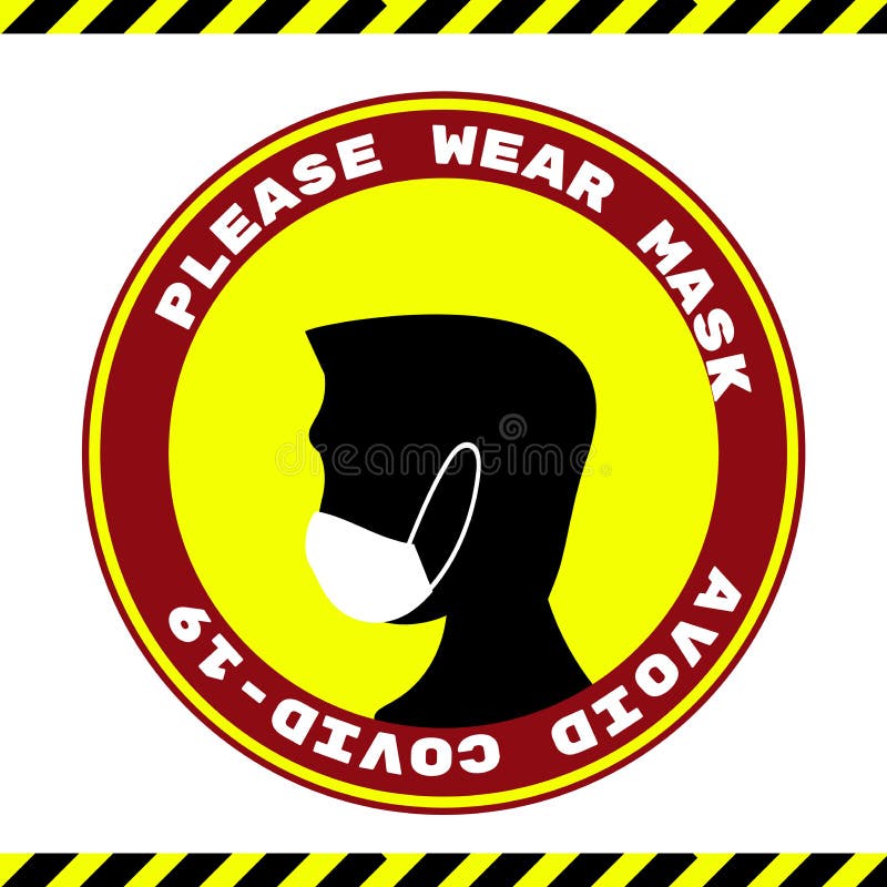 Please Wear Medical Mask Signage or Floor Sticker for help reduce the risk of catching coronavirus Covid-19. sign