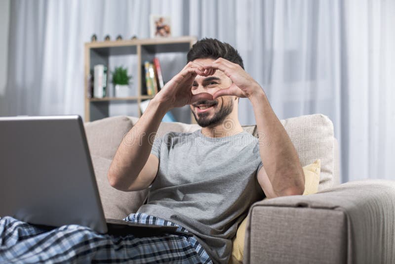 Pleased man enjoying his home pastime royalty free stock images Pleased man enjoying his home pastime royalty free stock images