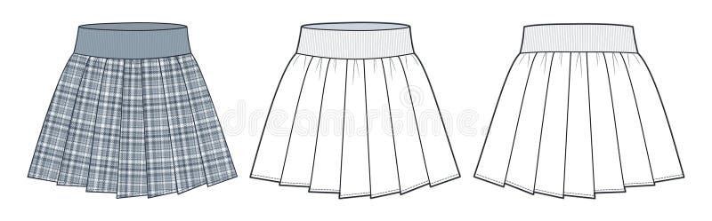 Pleated Skirt Fashion Flat Template