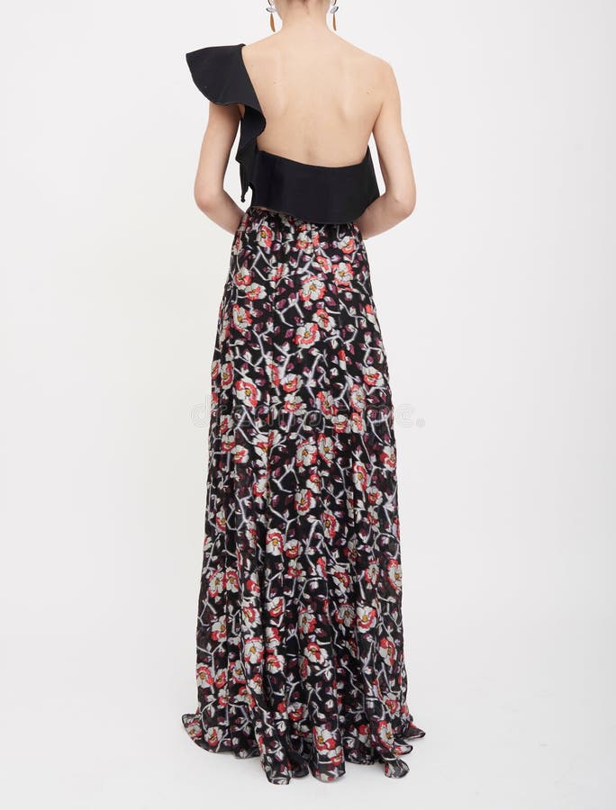 Pleated Tiered Gown in Black, Off-the-shoulder Brocade Ball Gown, Crepe Top Printed Ball Gown, Shirred floral-print silk-chiffon gown. Pleated Tiered Gown in Black, Off-the-shoulder Brocade Ball Gown, Crepe Top Printed Ball Gown, Shirred floral-print silk-chiffon gown