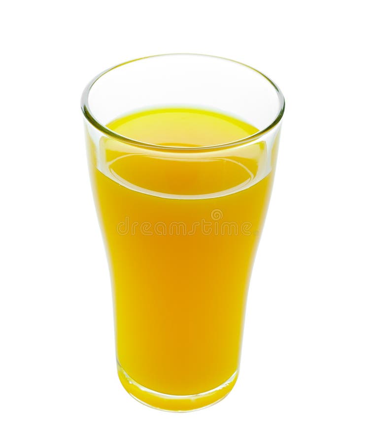 Plein verre de jus d'orange sur le fond blanc