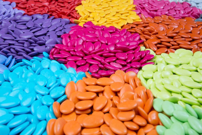 Plenty Of Candy Dragees, Colorful Chocolate On A Background Stock Photo
