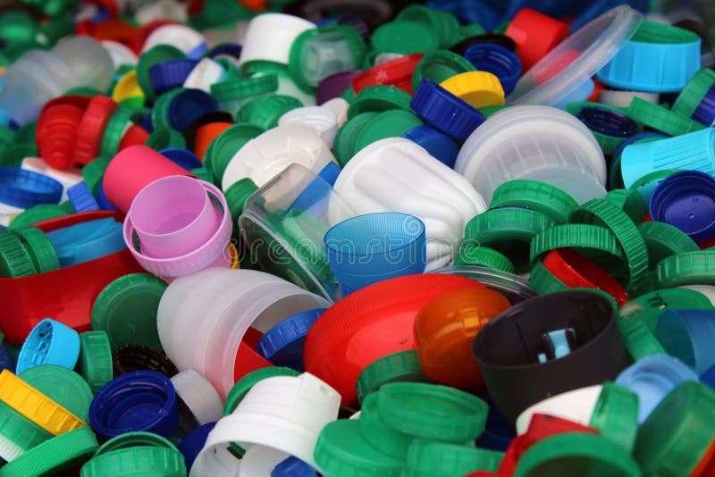 Plenty of Colorful Plastic Bottles Tops Stock Image Image of