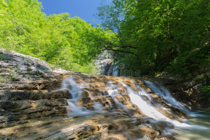 Plesetskie waterfalls Gelendzhik. Gelendzhik. Krasnodar region. Russia. 05.2018