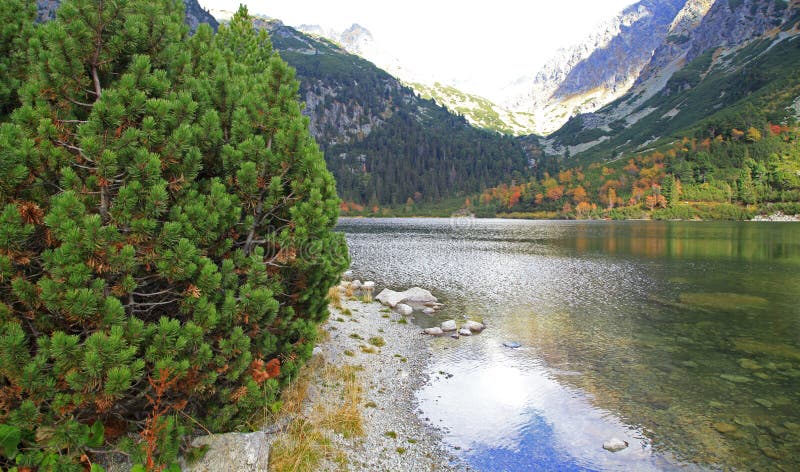 Pleso de Popradske - le Tarn dans haut Tatras, Slovaquie photos stock Pleso de Popradske - le Tarn dans haut Tatras, Slovaquie photos stock