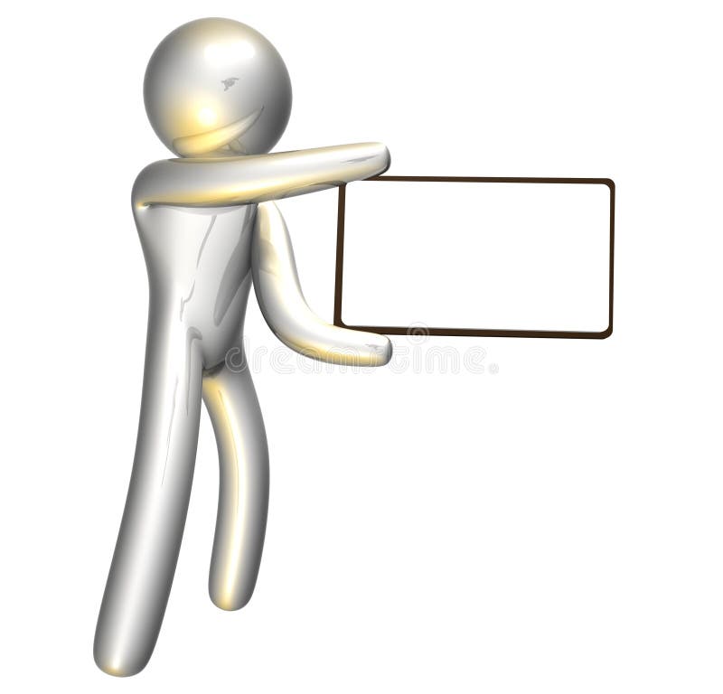 Pletinum icon figure with blank message board