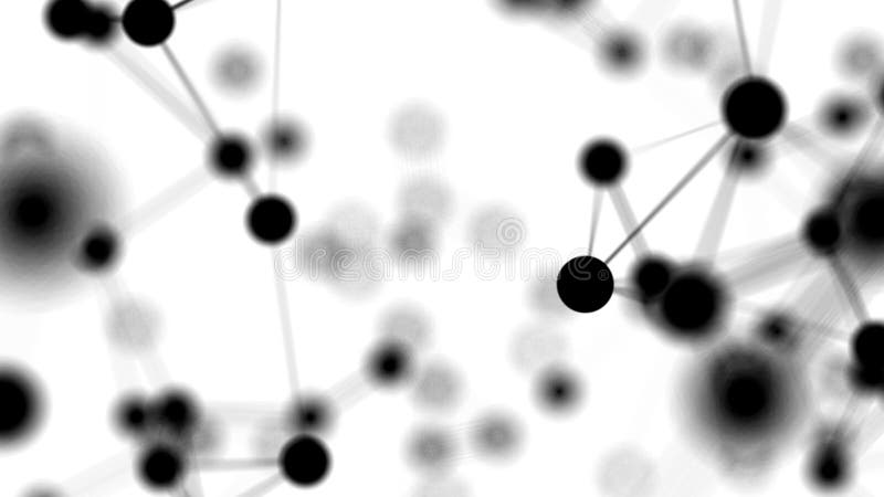 Plexus abstract beautiful geometric white background with moving black lines, dots and triangles. Loop animations. royalty free illustration