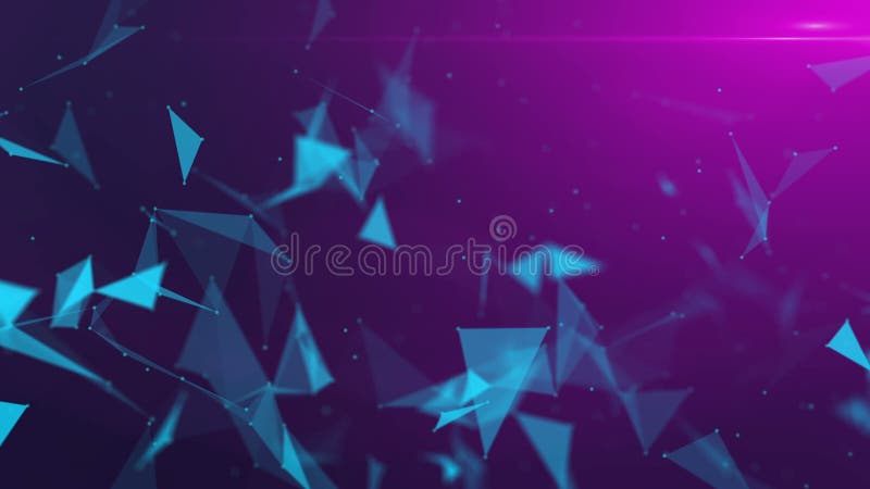 Plexus abstract blue geometrical background with moving triangle and dots vector illustration