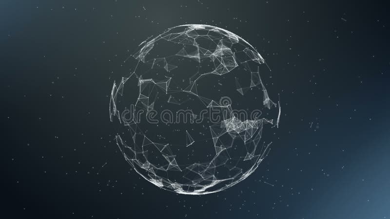 Plexus. Abstract sphere on black background. Loop animations. royalty free illustration