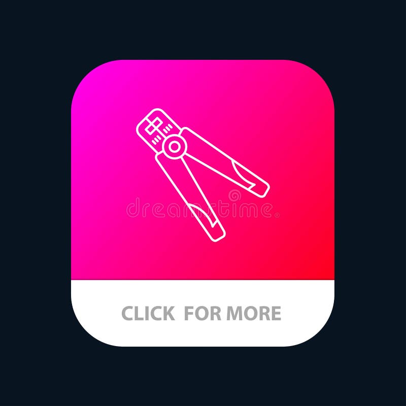 Plier, Building, Construction, Crimping, Tool, Work Mobile App Button. Android and IOS Line Version royalty free illustration