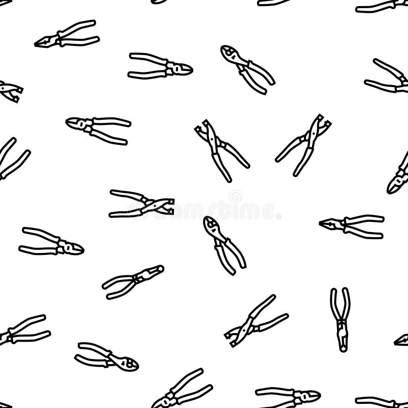 Pliers Equipment Tool Repair Work Vector Seamless Pattern Stock