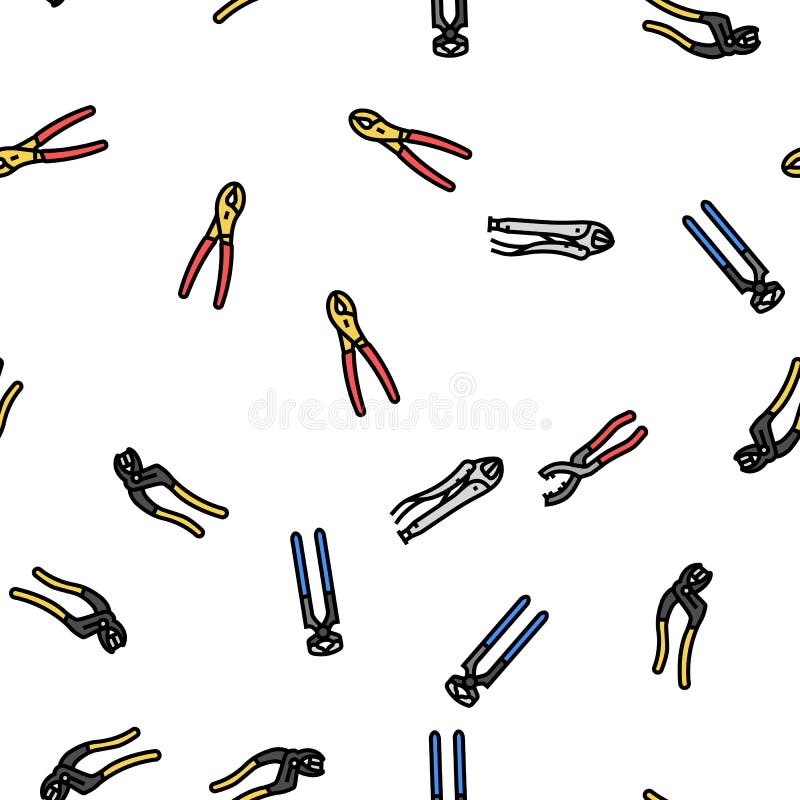 Pliers Equipment Tool Repair Work Vector Seamless Pattern Stock