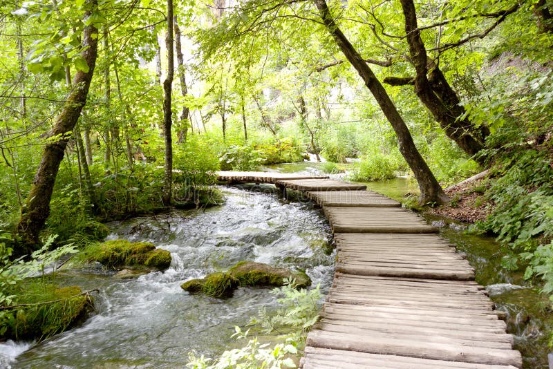 Plitvice lakes - wooden pathway.