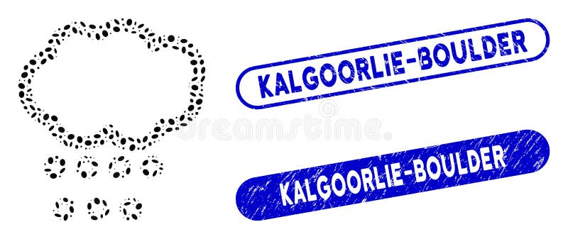 Ploaie de colaj eliptic grindină cu sigilii grunge kalgoorlieboulder vector illustration