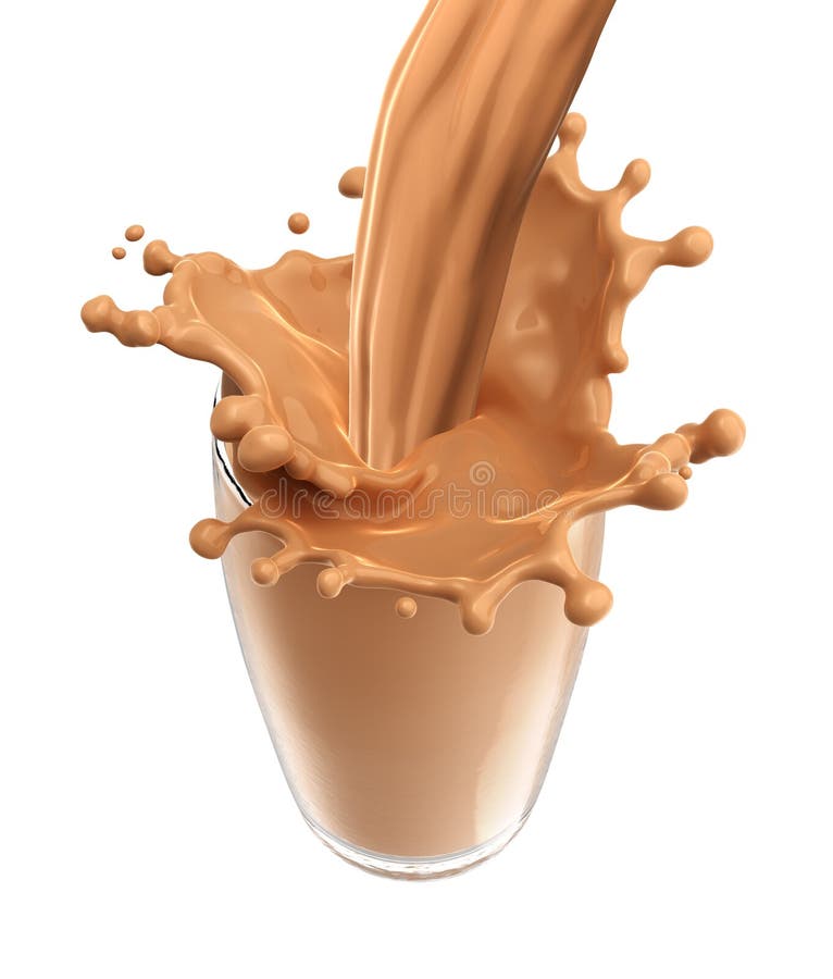Spatten van chocolademelk uit het glas op geïsoleerd royalty-vrije illustratie