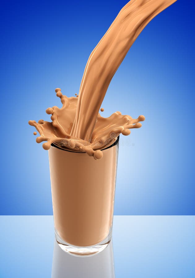 Spatten van chocolademelk uit het glas vector illustratie