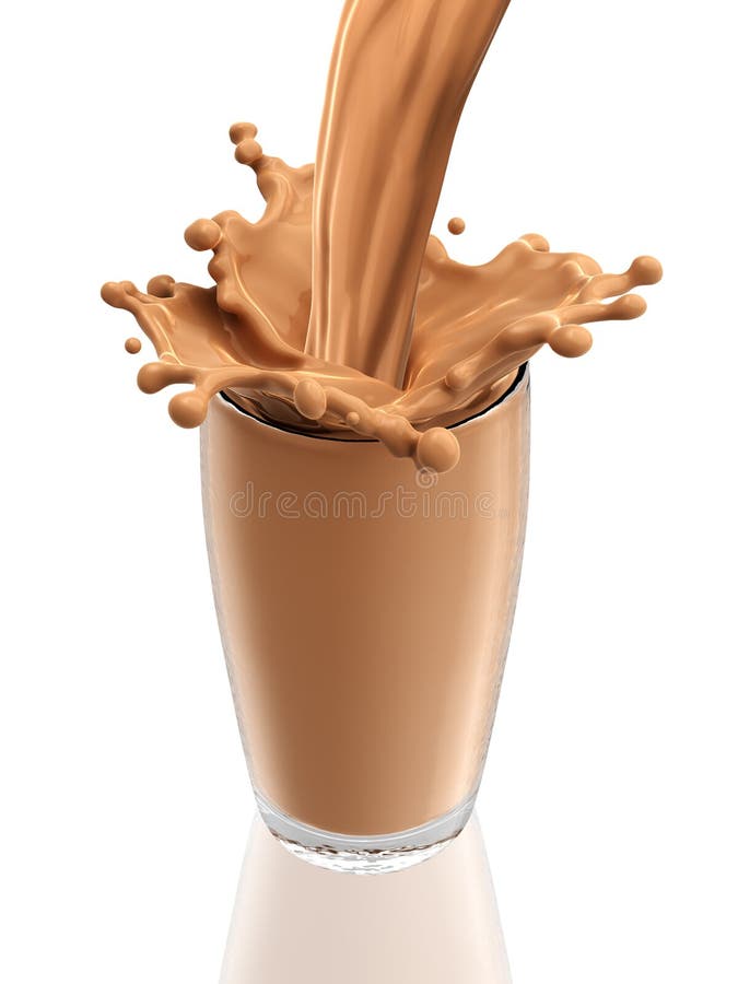 Spatten van chocolademelk uit het glas op geïsoleerd royalty-vrije illustratie