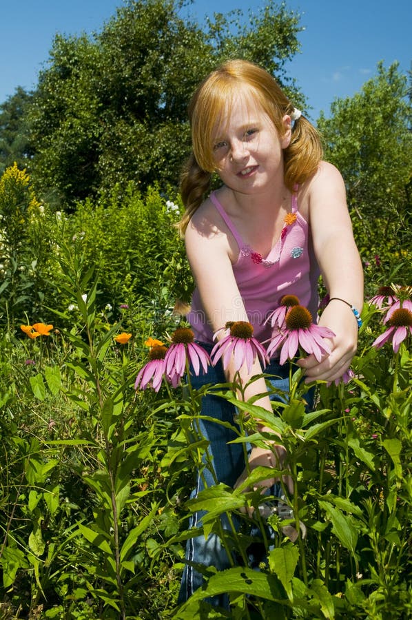 Plucking flowers stock image. Image of hair, sunny, flowers 5908789