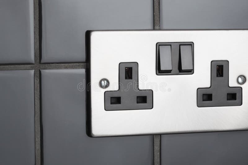 Plug socket in kitchen stock photos