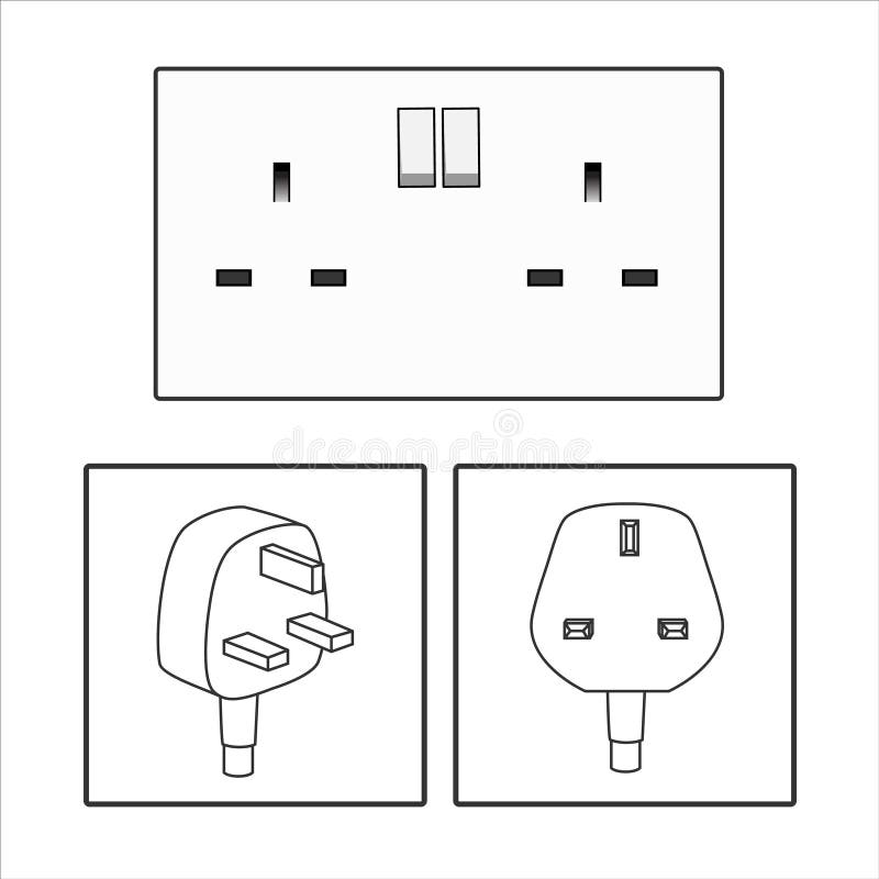 Plug And Uk Socket Three 3 Pin Plug Icon Set British Socket Electric Power Vector Graphic Illustrated Three Pin Socket Sheme Stock Illustration Illustration Of Phase Circuit 185608997