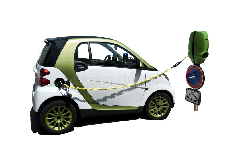 Plugged Electric Car stock photo. Image of european, park 24269746
