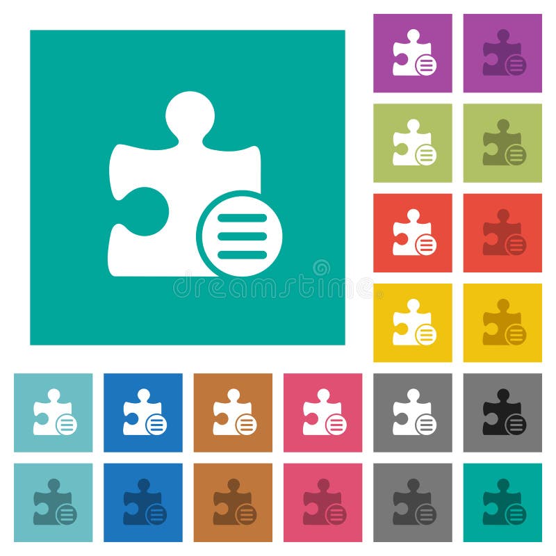 Plugin options square flat multi colored icons vector illustration