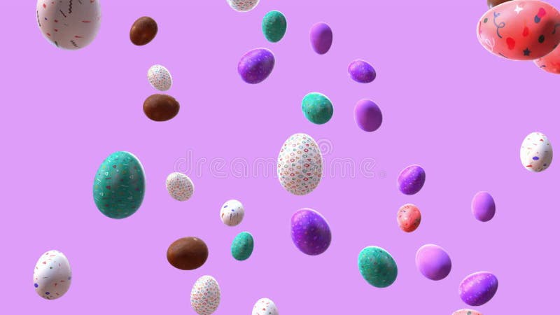 Pluie d'oeufs de pâques et animation de multiples oeufs tombant illustration de vecteur