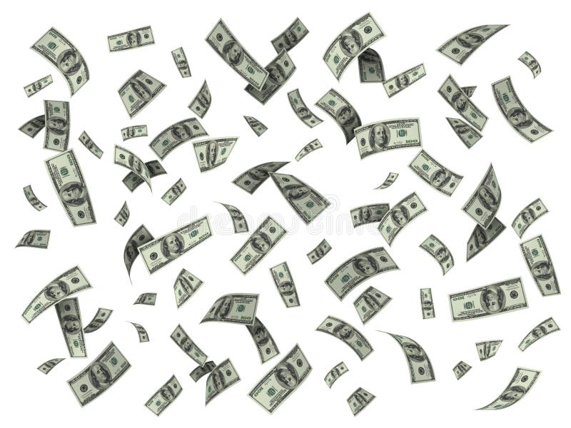 Pluie De Cent Billets D'un Dollar Photo stock Illustration du vert