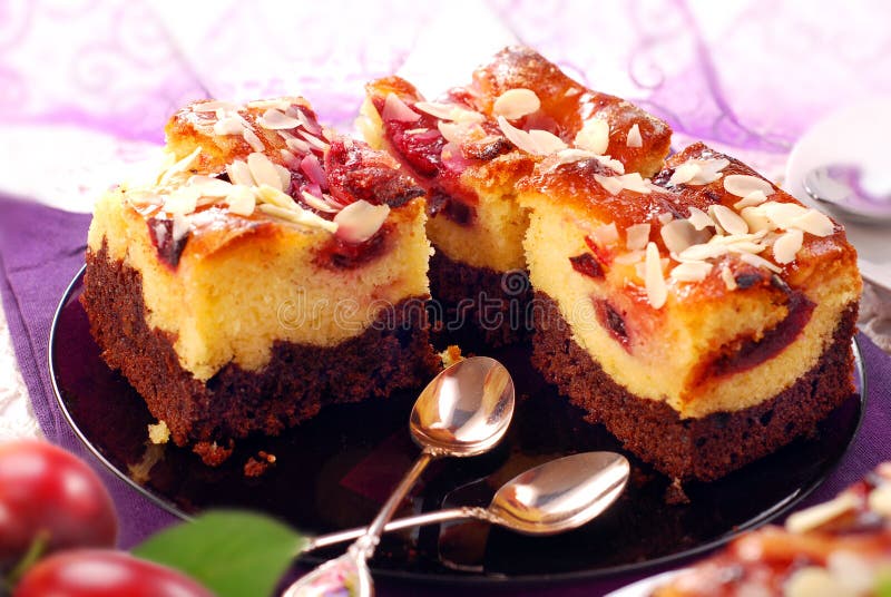 Plum cake with almonds