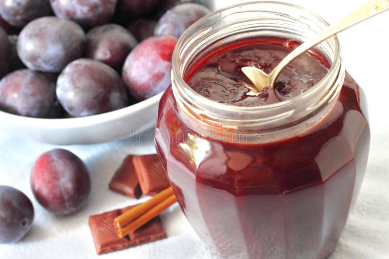 Plum Jam with Chocolate and Cinnamon Stock Photo Image of cinnamon