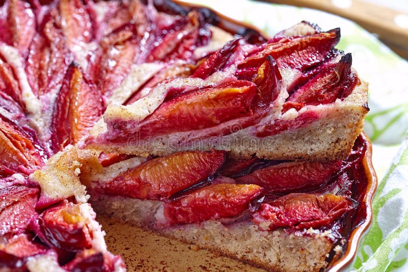 Plum pie with almond dough stock photo. Image of healthy 76820790