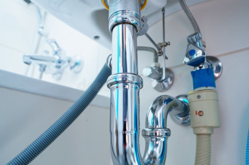 Plumbing Drain Pipe in Bathroom Stock Image Image of equipment