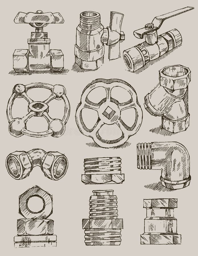 Plumbing elements stock vector. Illustration of steel 59820568