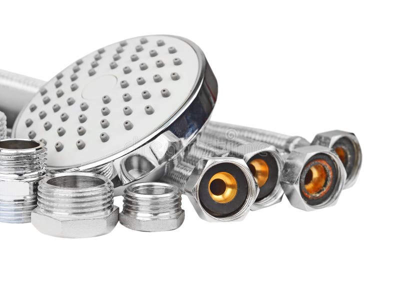 Plumbing Fitting, Hosepipe And Showerhead Stock Image Image of